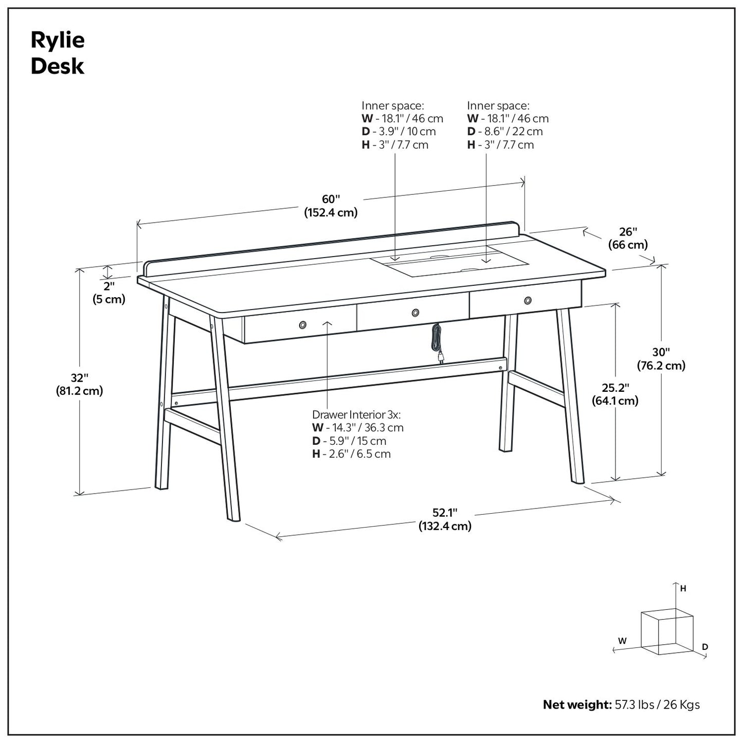 Rylie - Desk - Natural Aged Brown