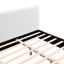 Elegant Boucle Upholstered Bed With Wood Grain Textured Solid Wood Base Frame