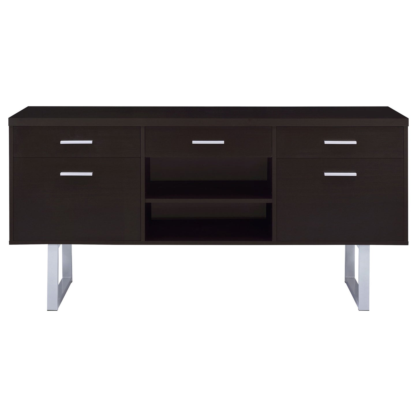 5 Drawer Credenza With Open Shelving - Cappuccino