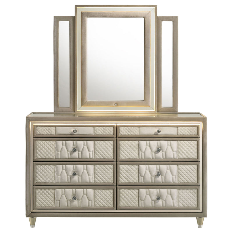 Mika - 8 Drawer LED Dresser With Mirror - Ivory
