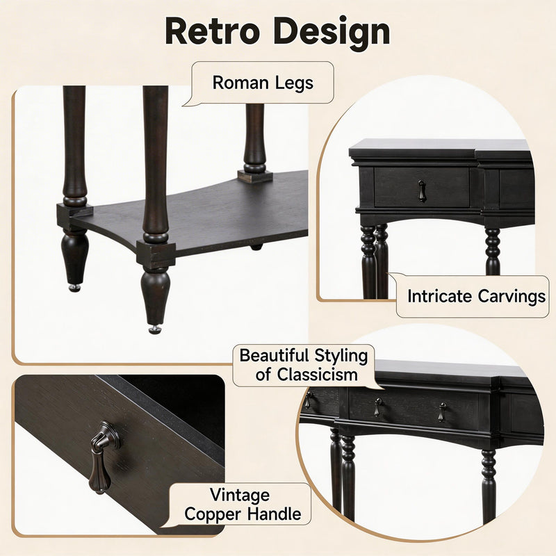 Retro Console Table With 3 Soft Close Drawers