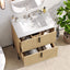 Bathroom Vanity With Ceramic Sink, Fluted Design
