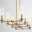 Willow - 8 Lights Island With Clear Ribbed Pendant Lamp Satin - Antique Brass / Clear / Gold