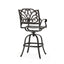 Outdoor Cast Aluminum Swivel Bar Stool With Scrolled Arms - Bronze