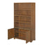 Tall Bookcase Storage Cabinet With 3 Open Shelves & Fluted Double Doors