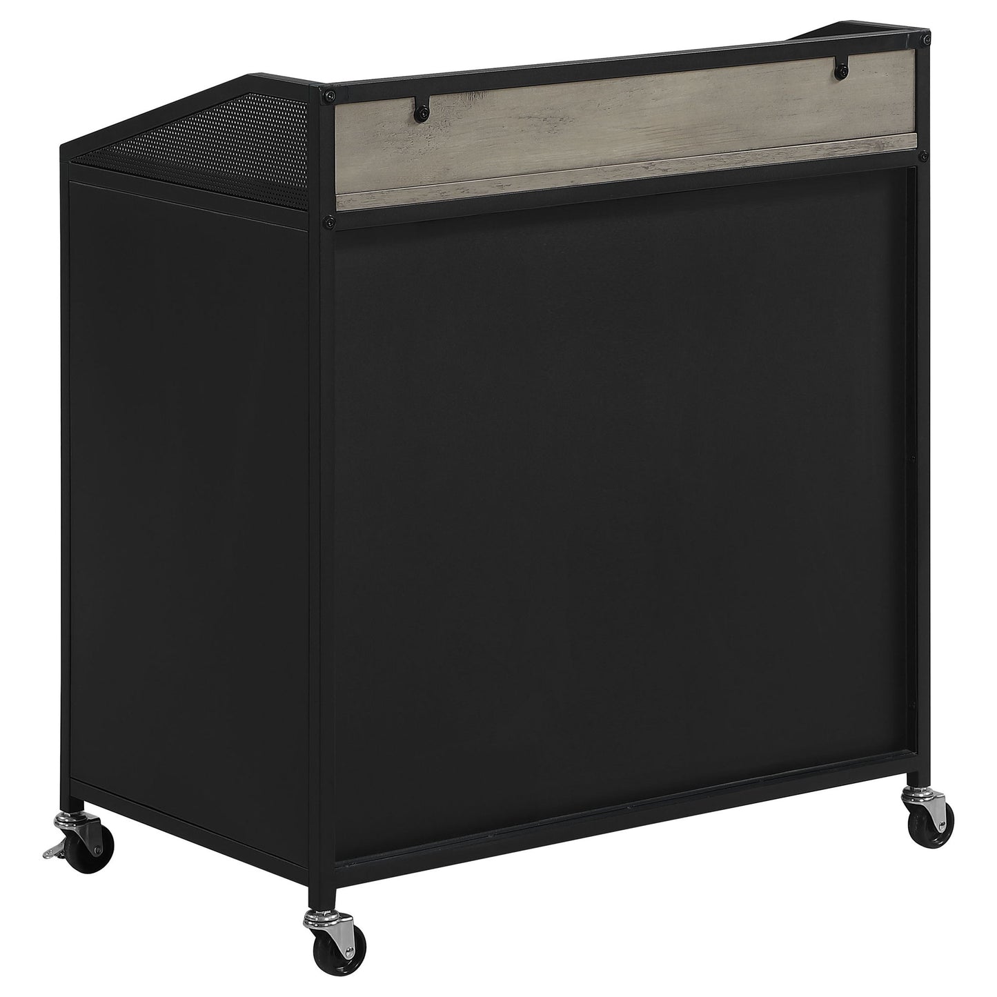 Arlette - 2 Door Mobile Home Bar Wine Cabinet With Smooth Rolling Casters - Black