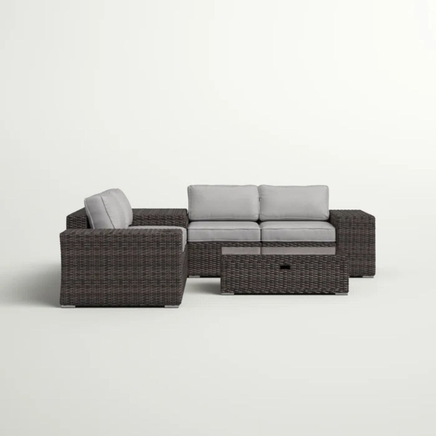 Modern Patio Rattan Sectional Set With Cushions