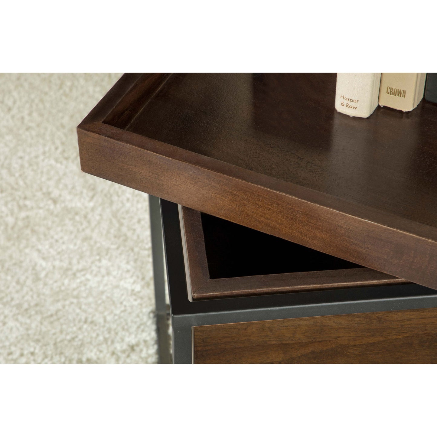 Ondrej - Square Accent Side Table With Removable Tray - Dark Brown