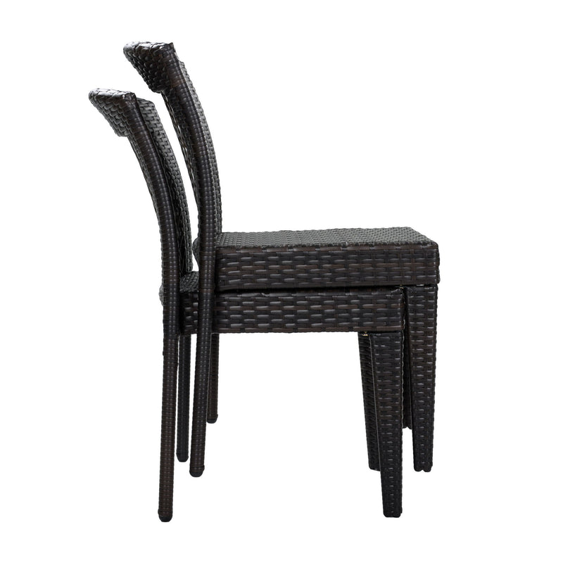 5 Piece Patio Dining Set With Chairs, Outdoor Furniture - Brown Multi / Light Teak