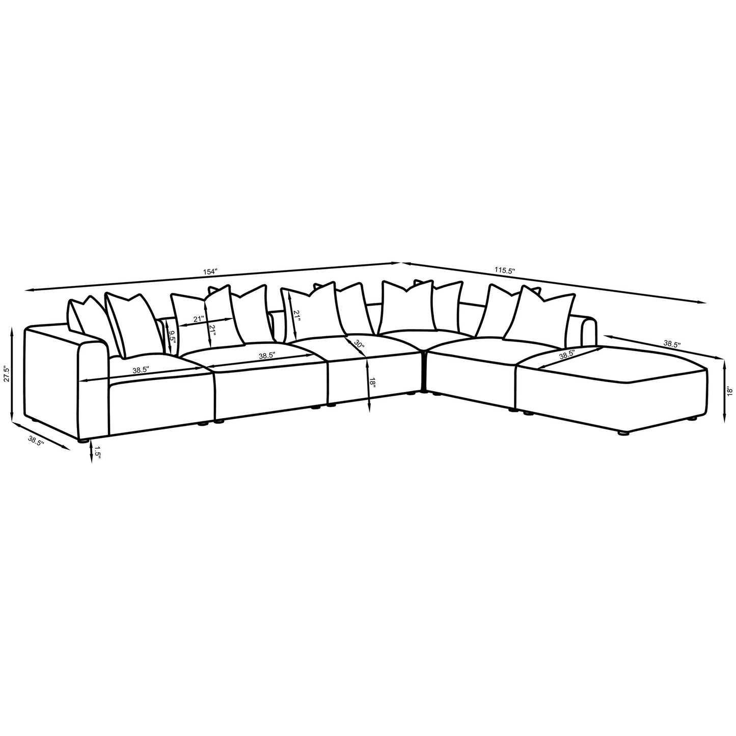 Colleen - 6 Piece Modular Sectional With Tight Seats - Terracotta