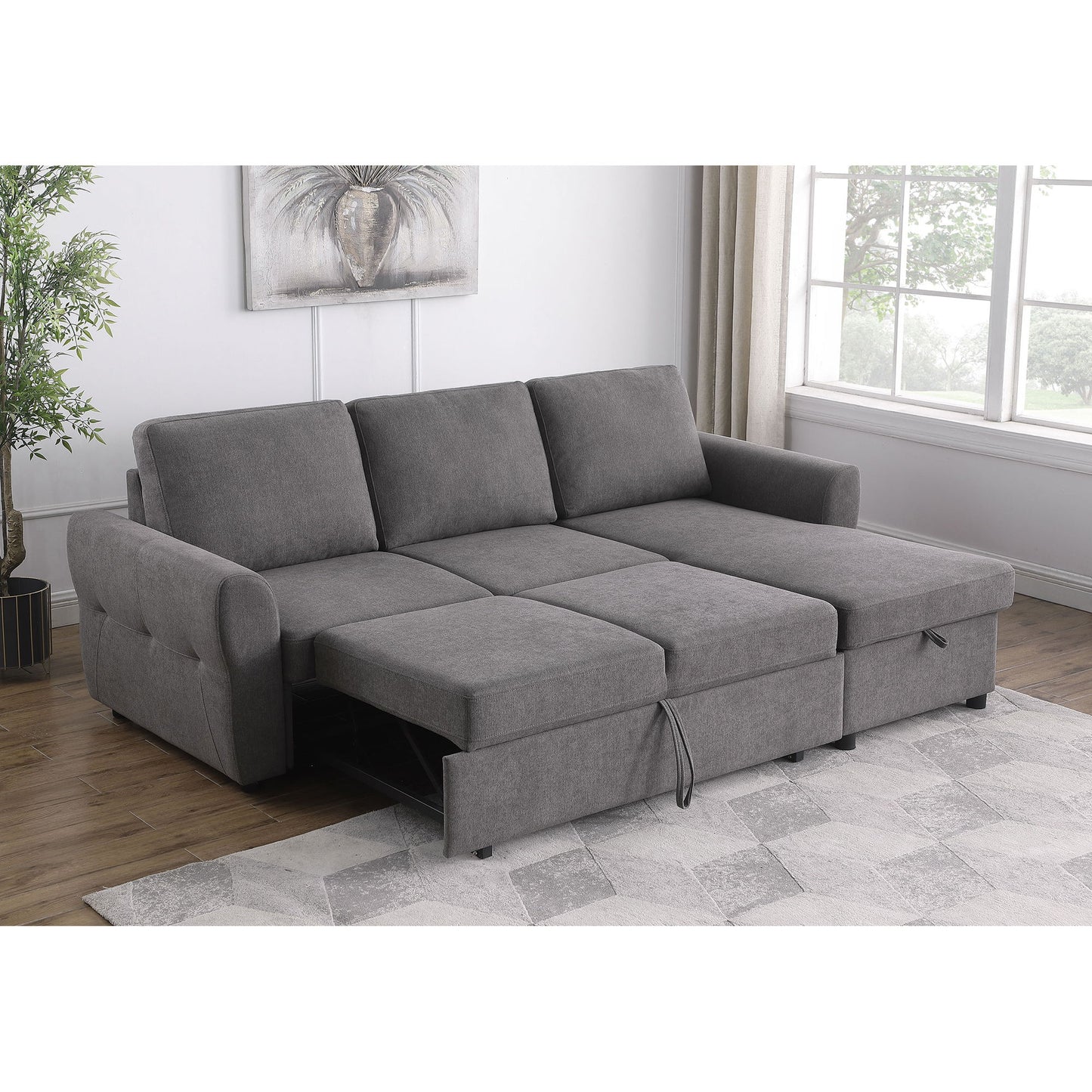 Kenna- Sleeper Sectional Sofa With Storage Ottoman