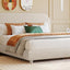 Upholstered Platform Bed With Thick Solid Frame And Stylish Curve-Shaped Design