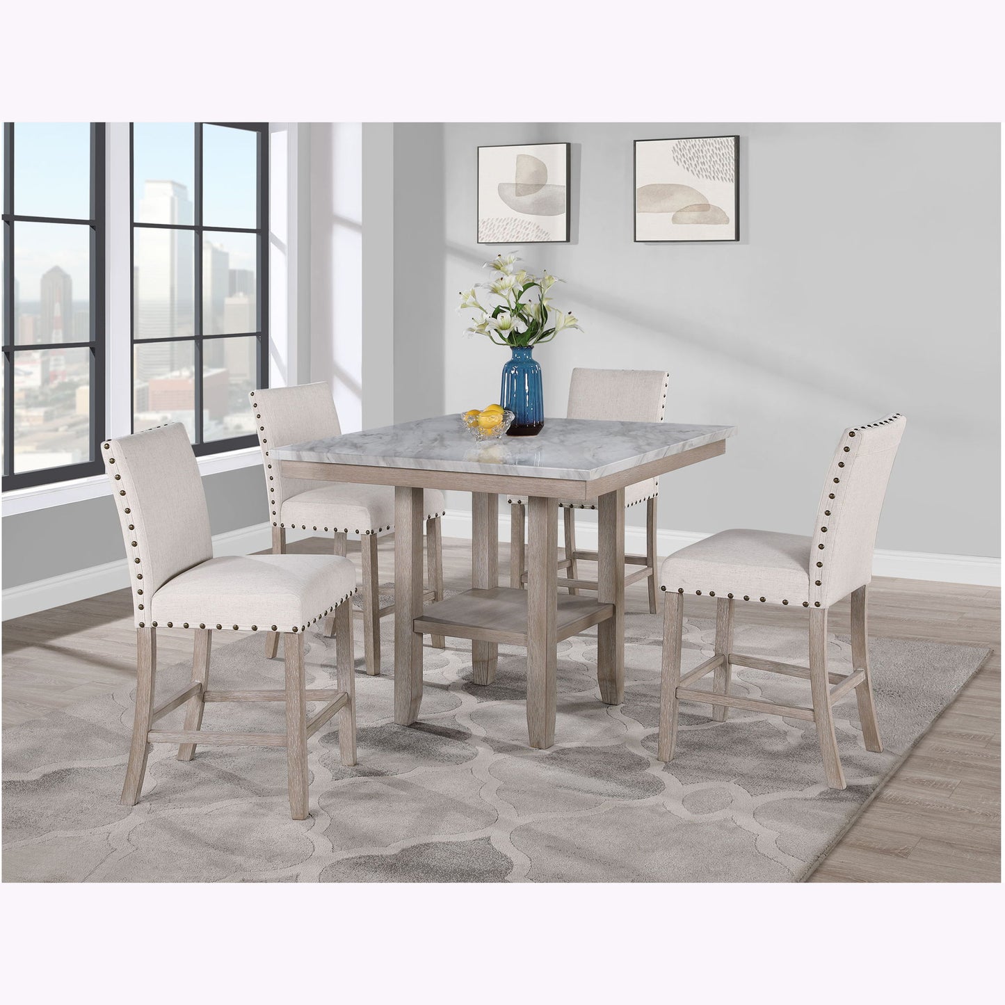 Claui - Bar Table And Bar Stools - Natural