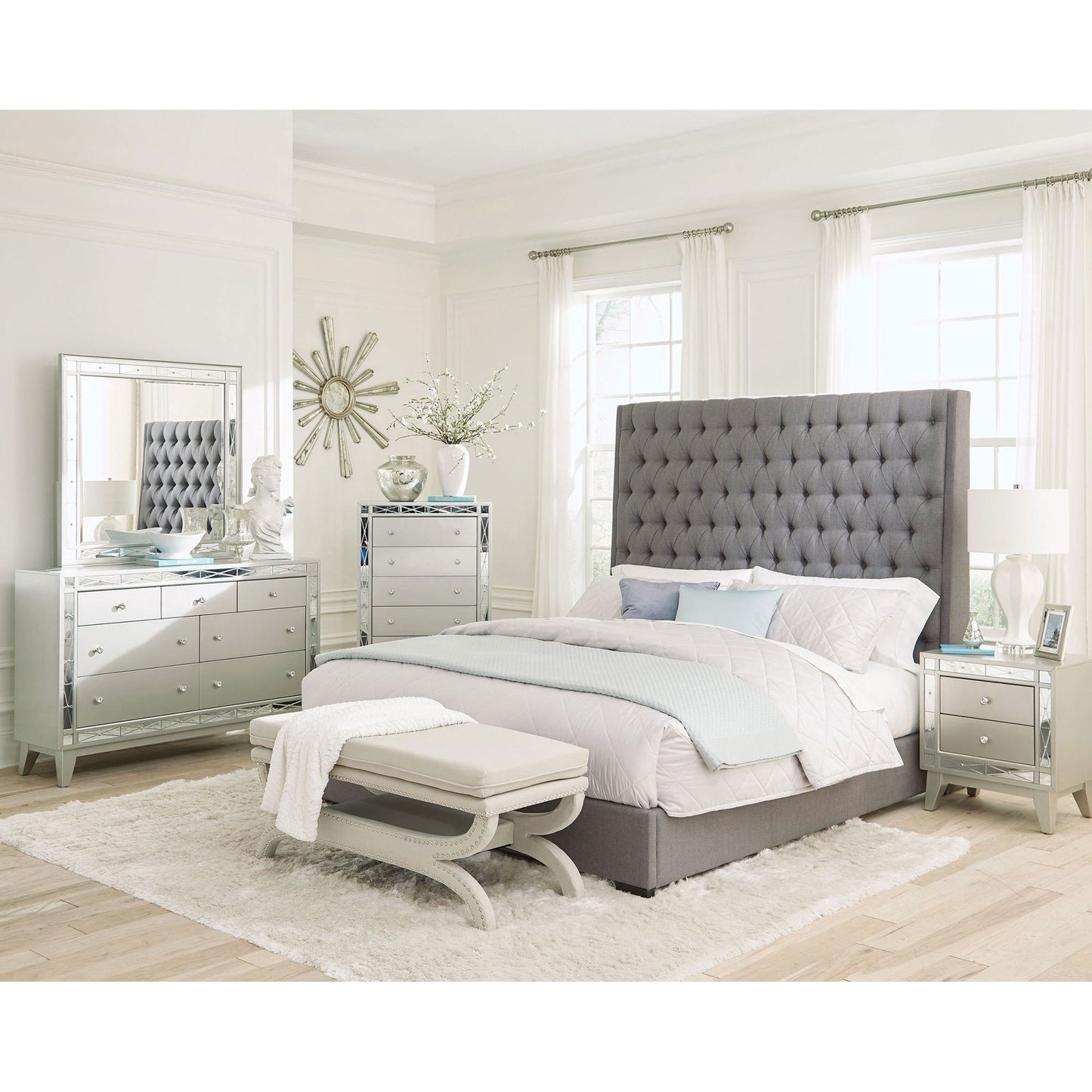 Copper - Tufted Upholstered Panel Bed