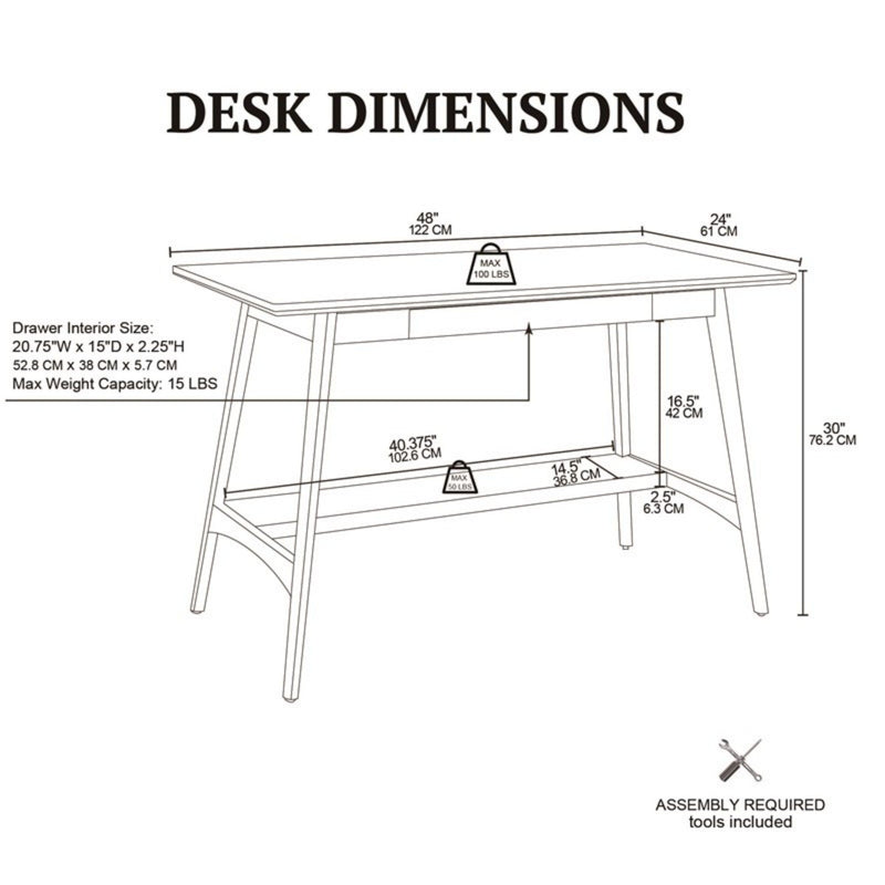 Parker - Desk With Storage Shelf - Off White / Pecan