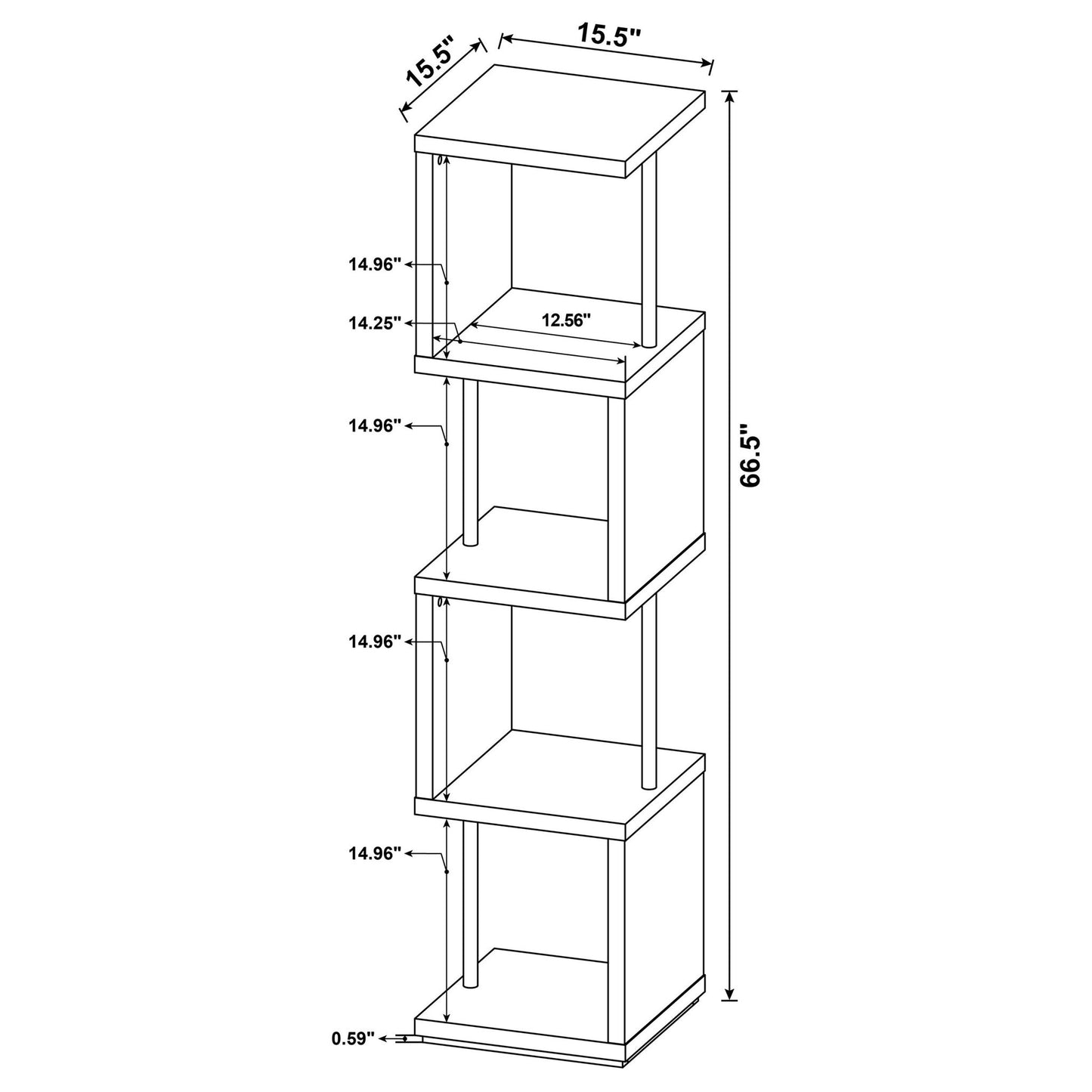 4 Tier Bookcase With Accents
