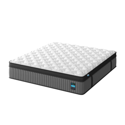 14" Hybrid Mattress, Memory Foam & Pocket Spring Bed, Cooling, Pressure Relief, Back & Hip Support - Gray / White - King