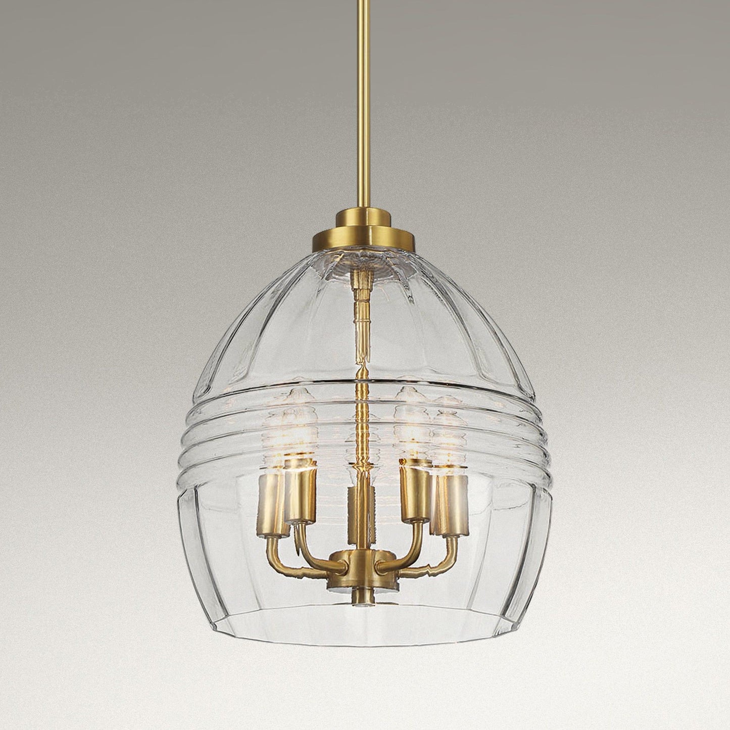 Zen - 5 Pendant Chain Hanging Light - Clear / Gold