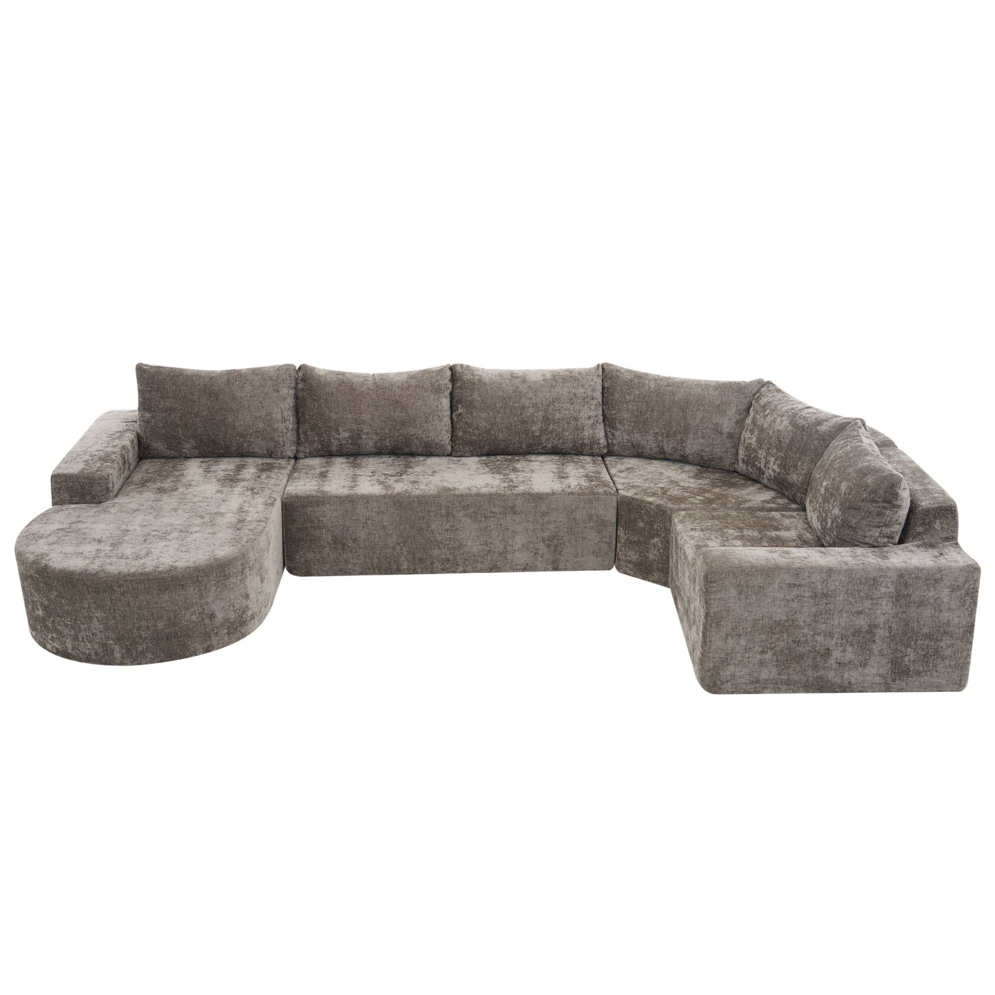 Modular Cloud Sectional Sofa Set, U-Shaped Upholstered Couch With Deep Seat