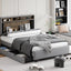 Upholstered Platform Bed With Storage Headboard, Trundle & 2 Drawers And A Set Of Sockets & USB Ports