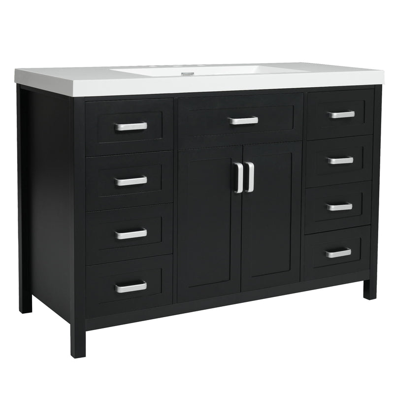 Bathroom Vanity With Sink, 2 Doors 8 Drawers, Soft Close System, Classic Design