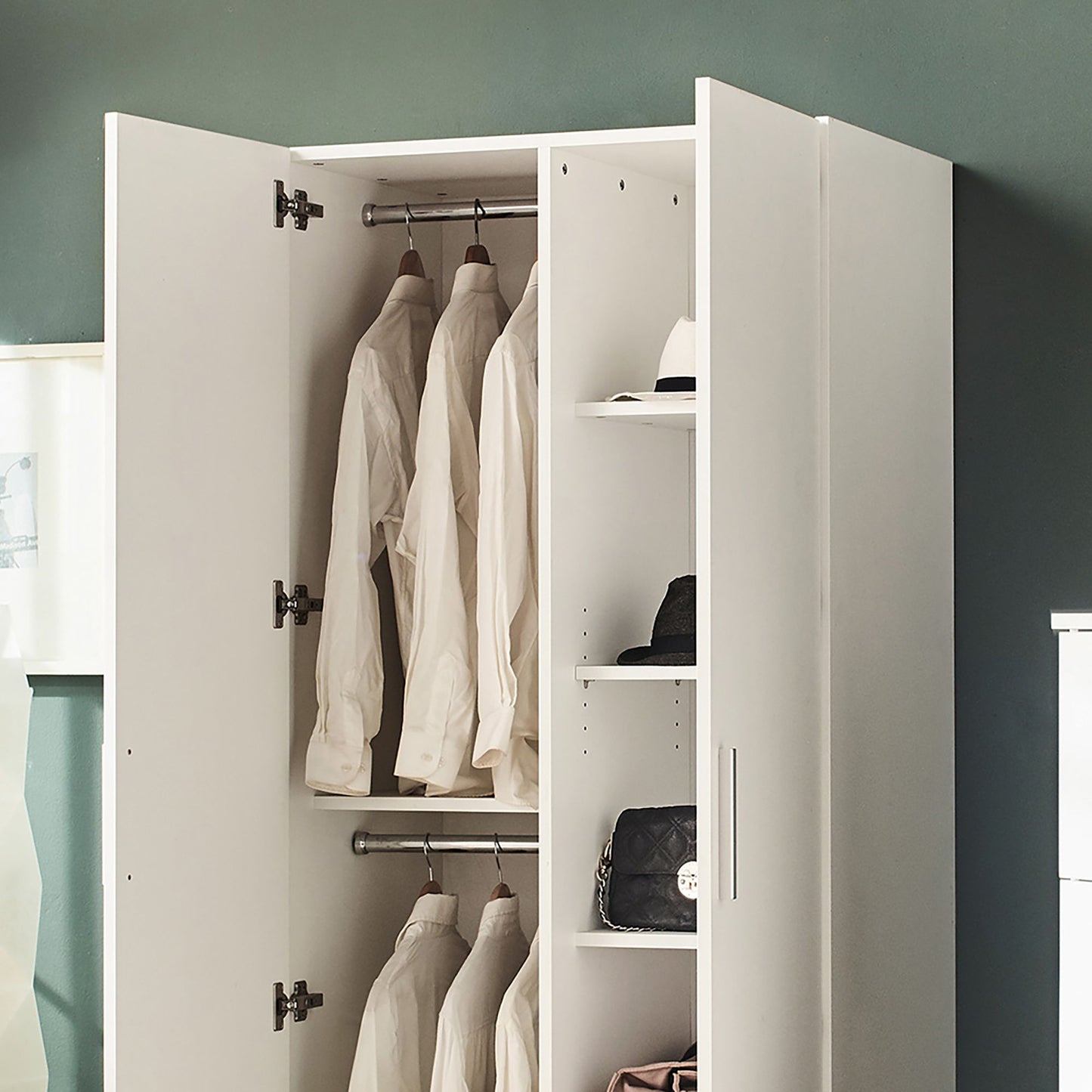 Viviane - Closet With Hanging Bars And 5 Shelves - White
