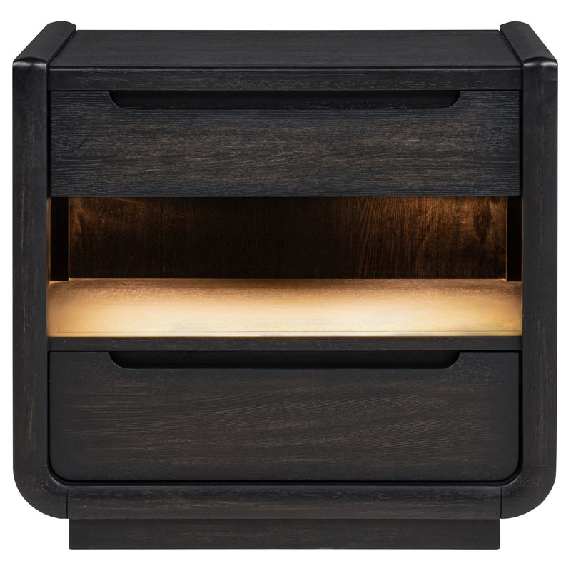 Bangor - 2 Drawer LED Nightstand With USB - Black