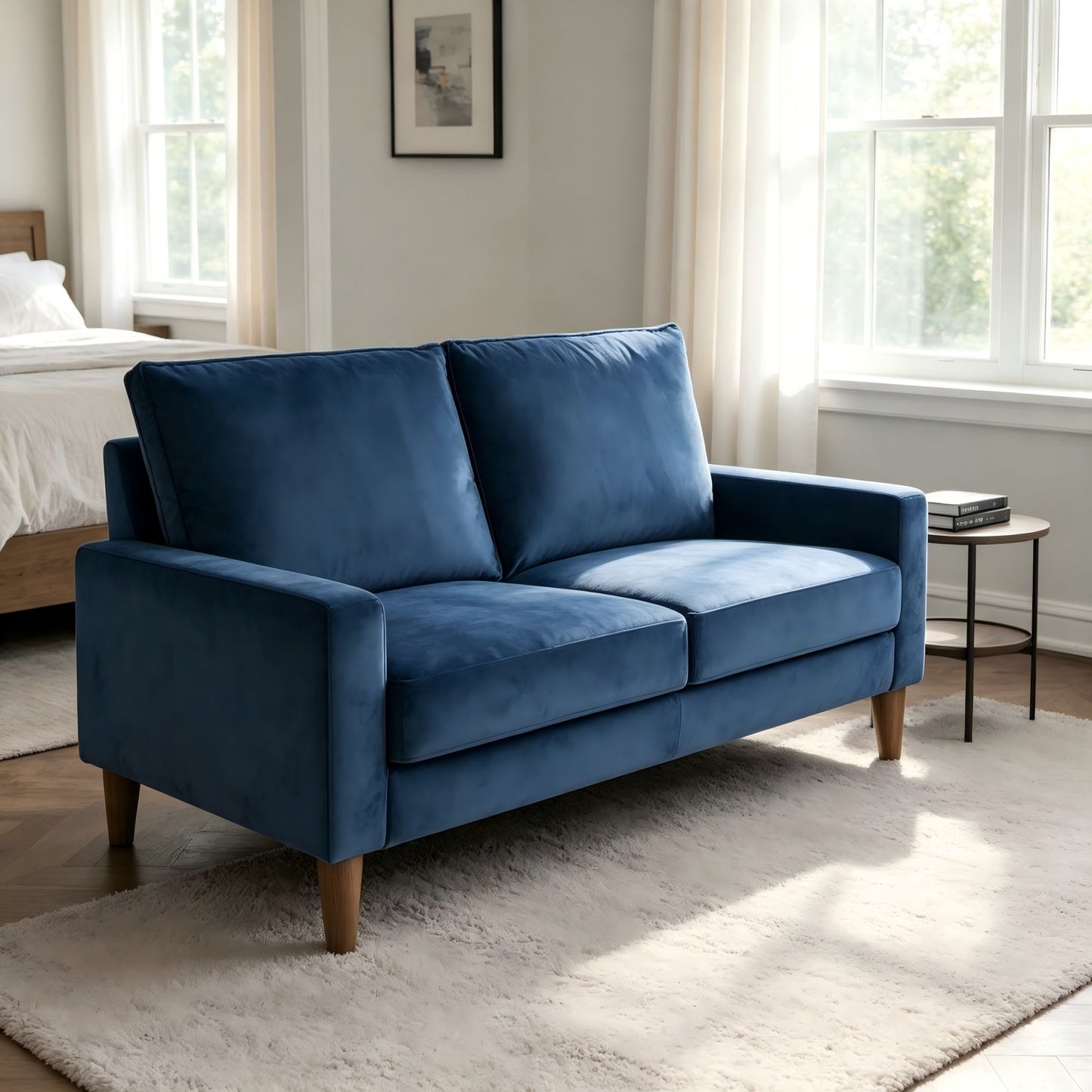 Upholstered Loveseat Sofa, 2 Seater Couch For Living Room Apartment