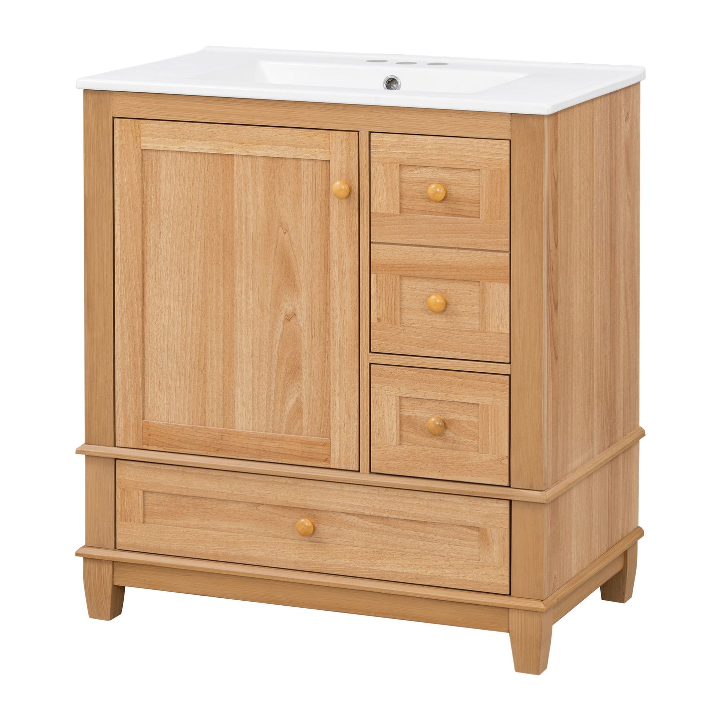 Freestanding Bathroom Vanity With Sink, Soft Close Doors & Drawers, Ample Storage - Wood