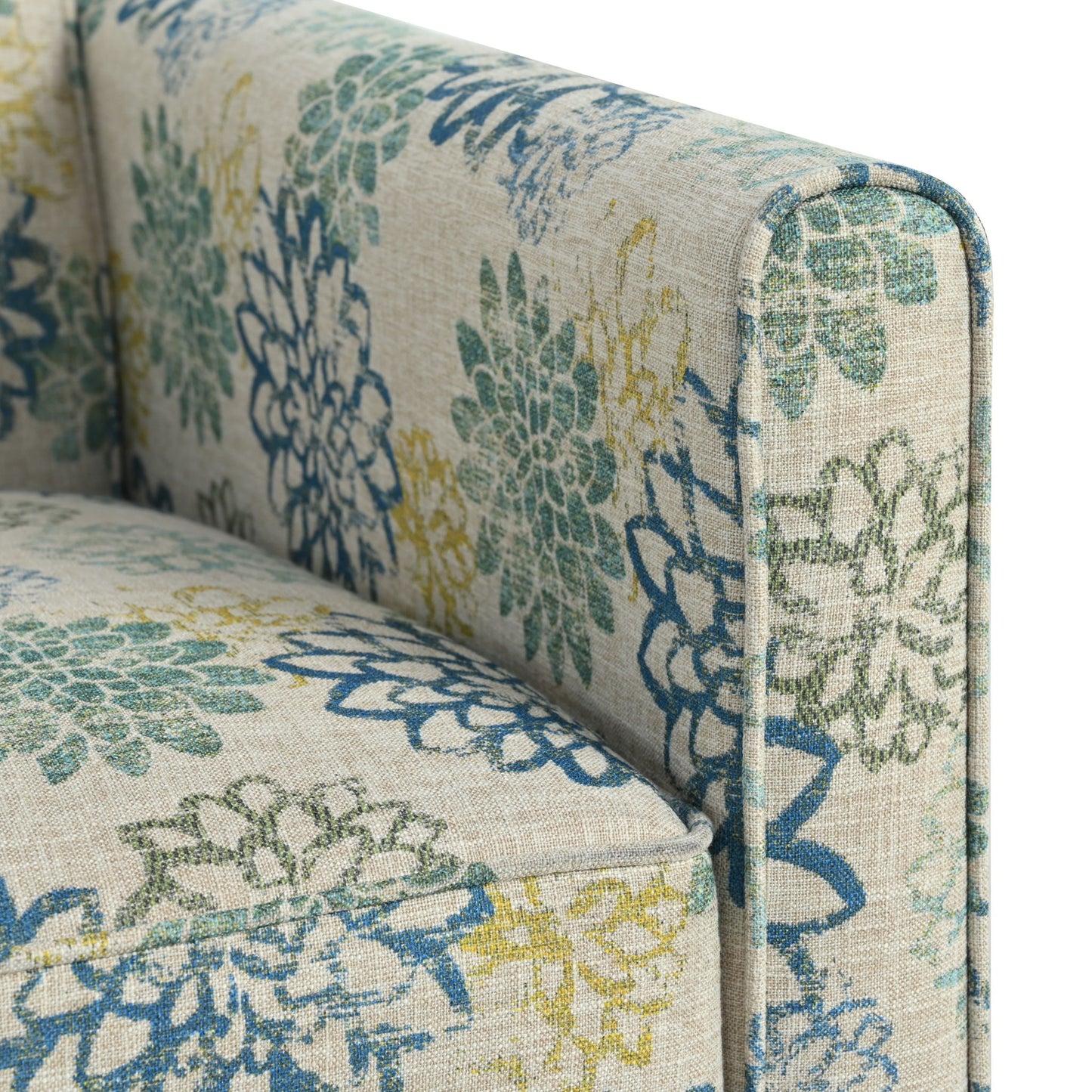Upholstered Push Back Recliner Chair For Living Room - Blue