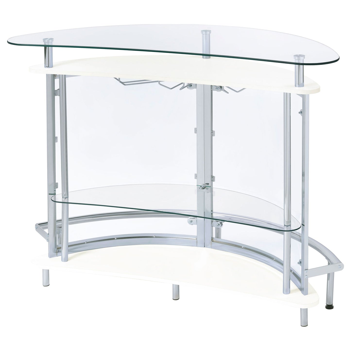 Strick - Freestanding Glass Top Home Bar Wine Cabinet - White