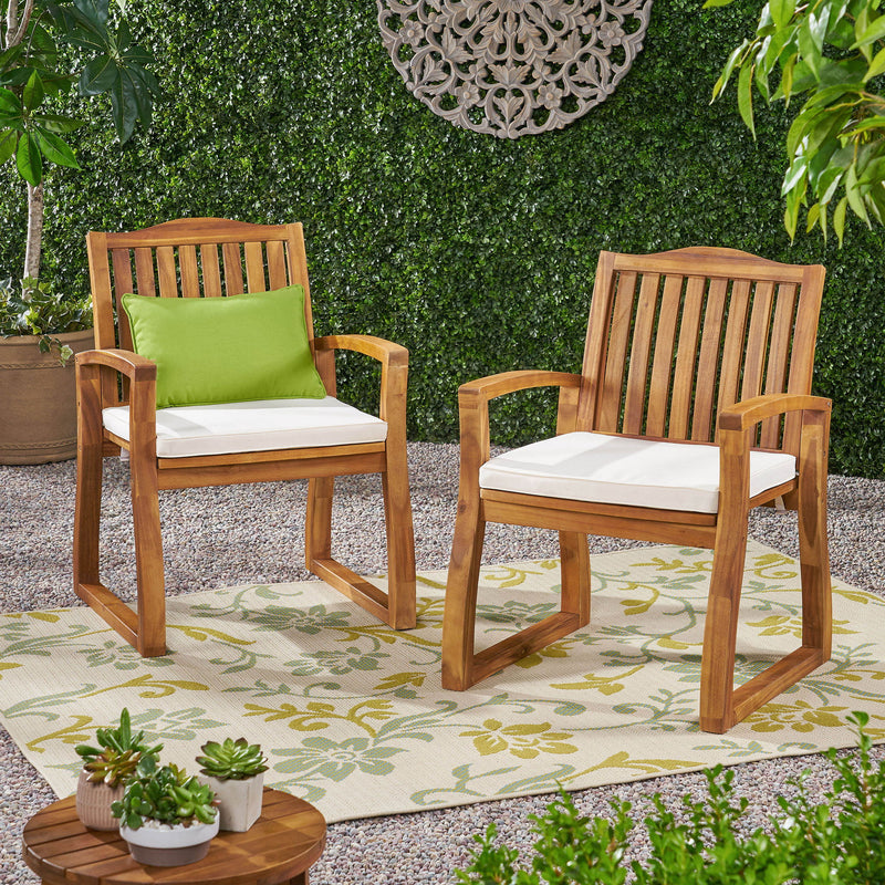 Della - Wood Armchair (Set of 2) Outdoor Dining Chairs - Cream