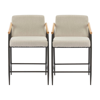 Mid Century Modern Counter Stool Set With Iron Frame