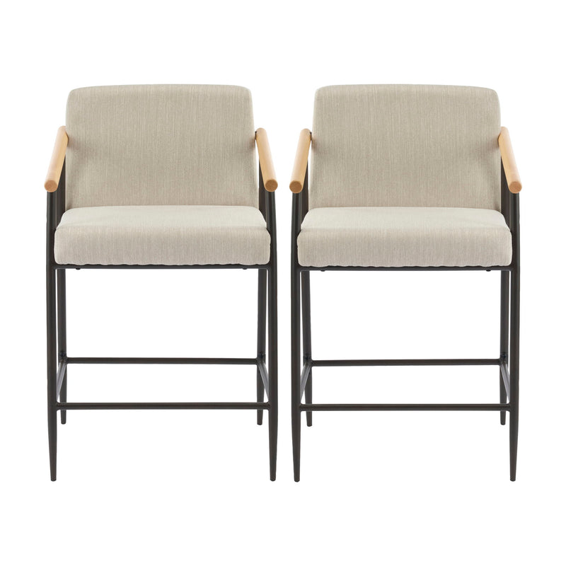 Counter Stool Set With Iron Frame - Espresso / Beige