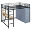Loft Bed With Desk, Shelves, Power Outlet, LED Light And Wardrobe