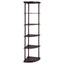 Corner Bookcase With 5 Shelves, Compact Design For Living Room - Cappuccino