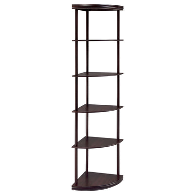 Corner Bookcase With 5 Shelves, Compact Design For Living Room - Cappuccino