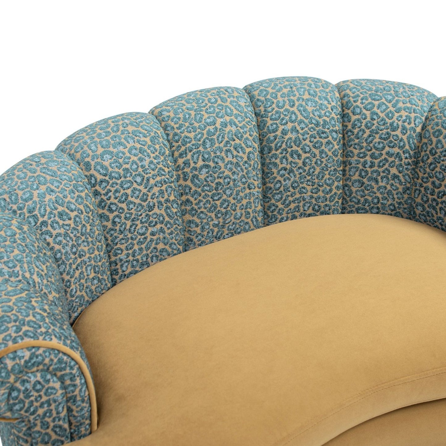 Halle - Rolled Arm Dog Sofa Bed - Gold / Blue