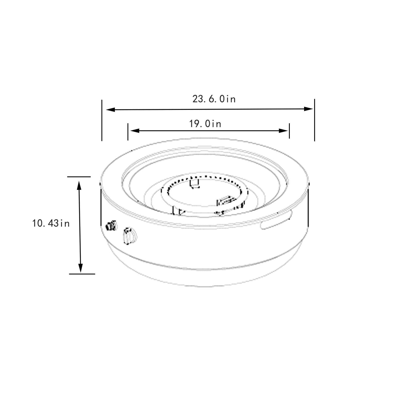 Propane Gas Fire Pit Bowl, 40000 Btu, Round For Outside - Gray