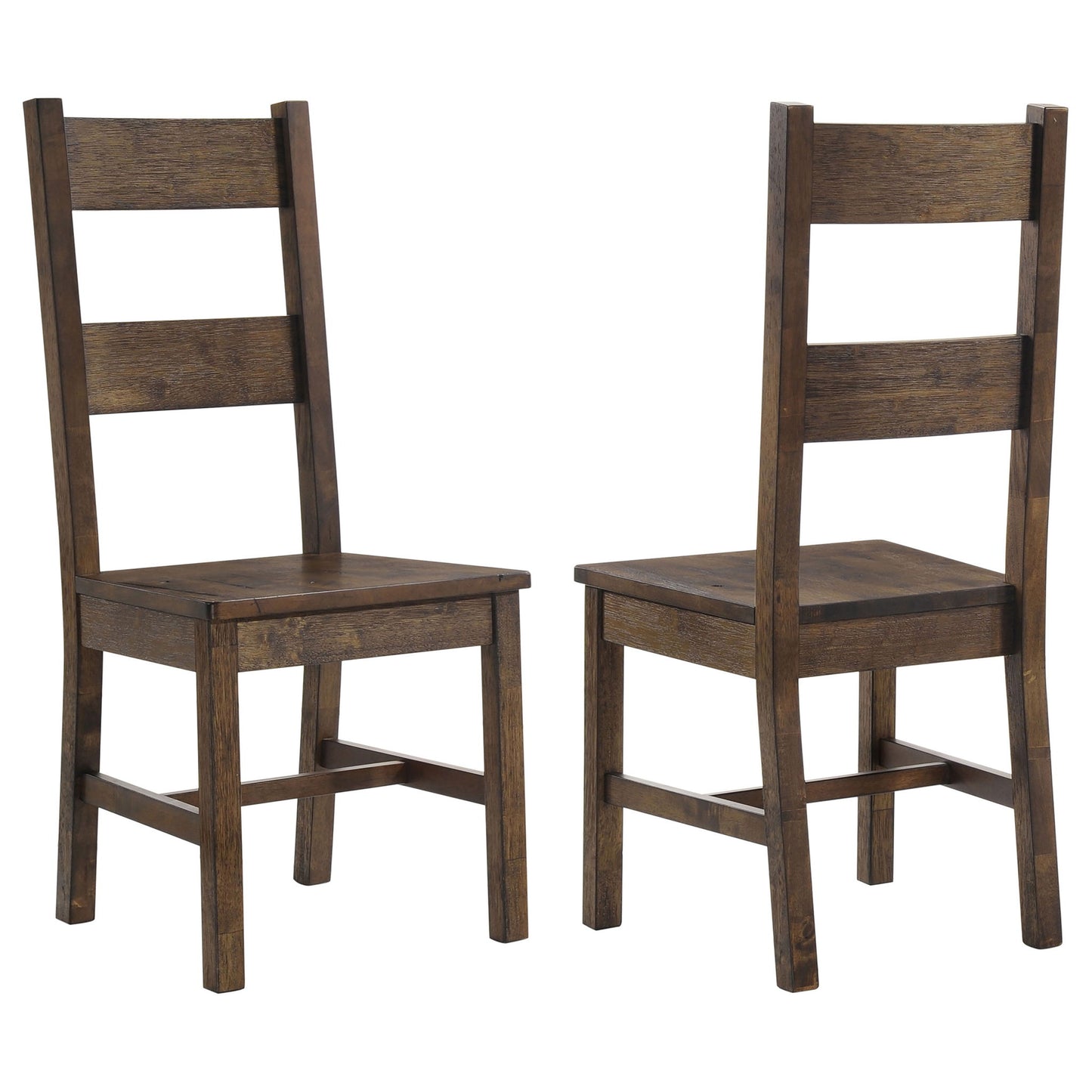 Ladder Back Dining Chairs With Straight Seat (Set of 2) - Brown