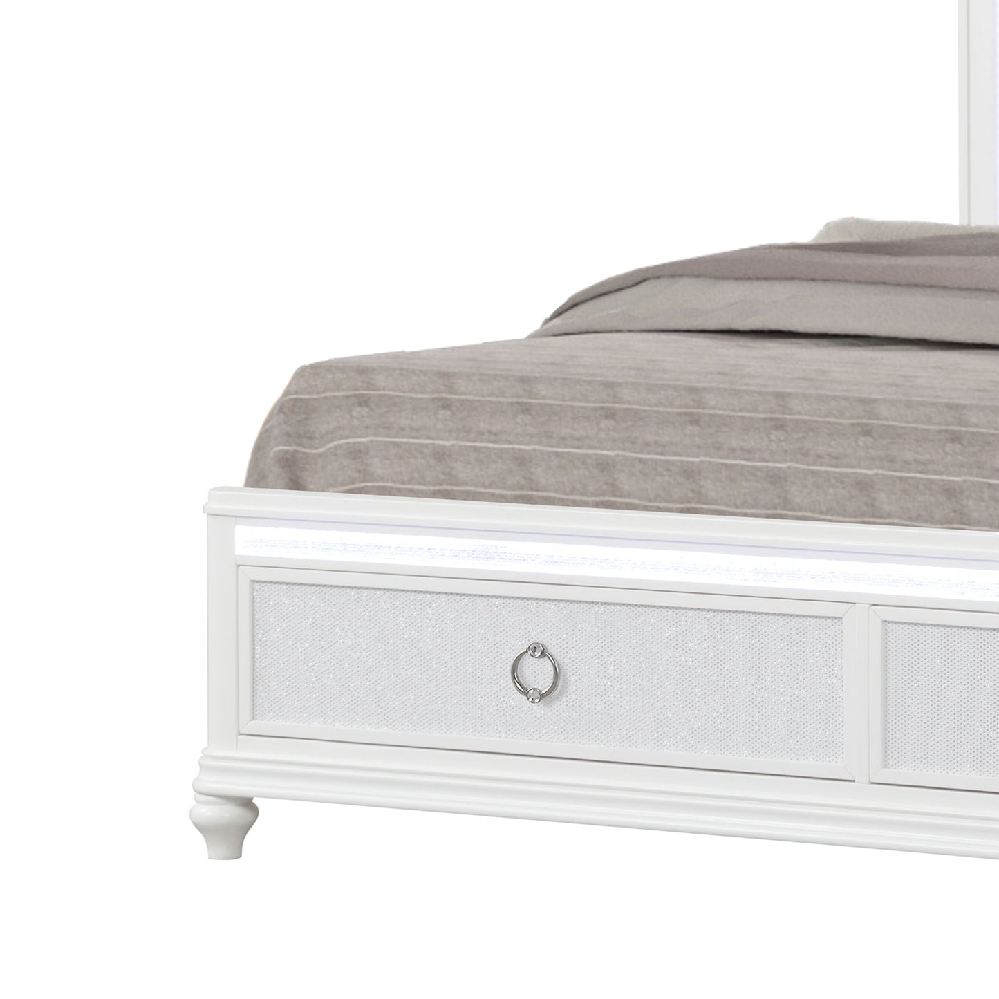 Abigale - Bed & LED Lighting And 2 Drawer Storage Footboard