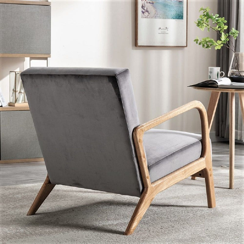 Open Framed Armchair With Cushioning And - Gray