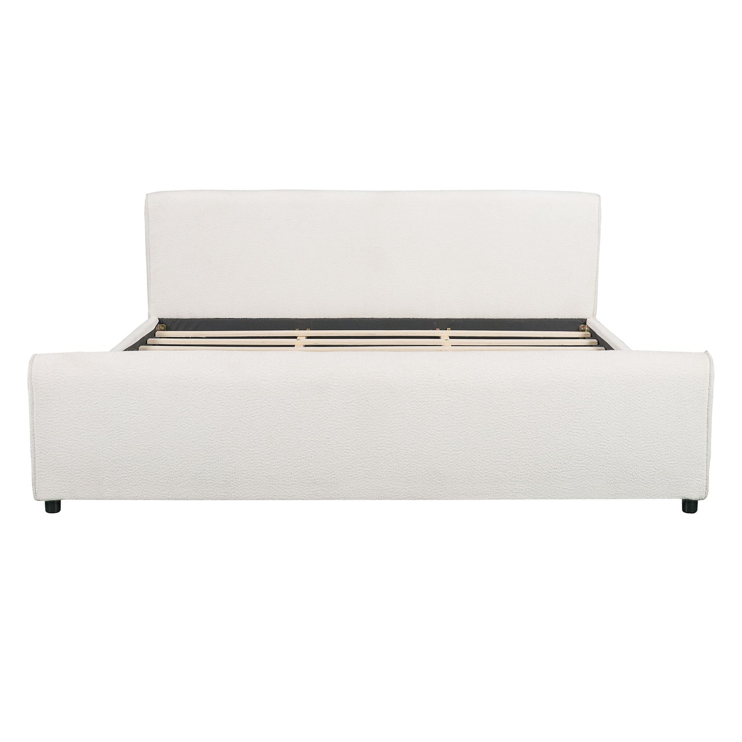 Luxury Upholstered Bed Frame With Curved Headboard & Footboard