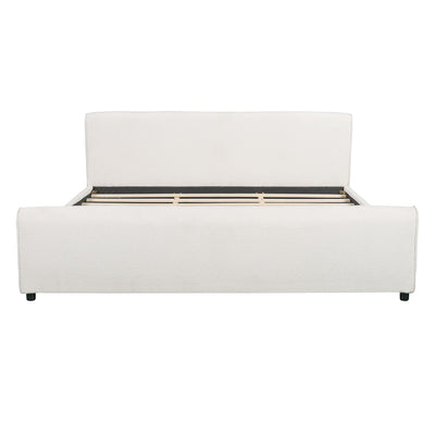 Luxury Upholstered Bed Frame With Curved Headboard & Footboard