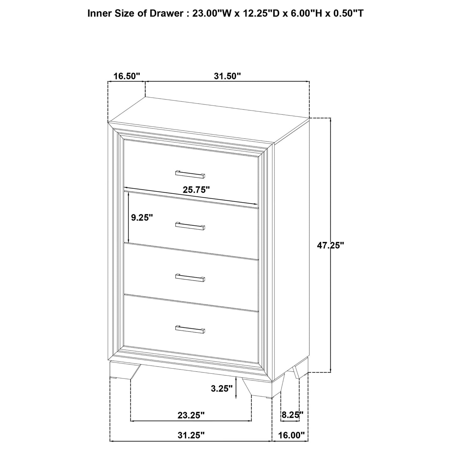 Funston - 4 Drawer Chest Of Drawers With Bar Handles - Brown Oak