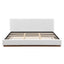 Elegant Boucle Upholstered Bed With Wood Grain Textured Solid Wood Base Frame