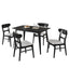 5 Piece Dining Set With 1 Table And 4 Upholstered Chairs - Black / Light Gray