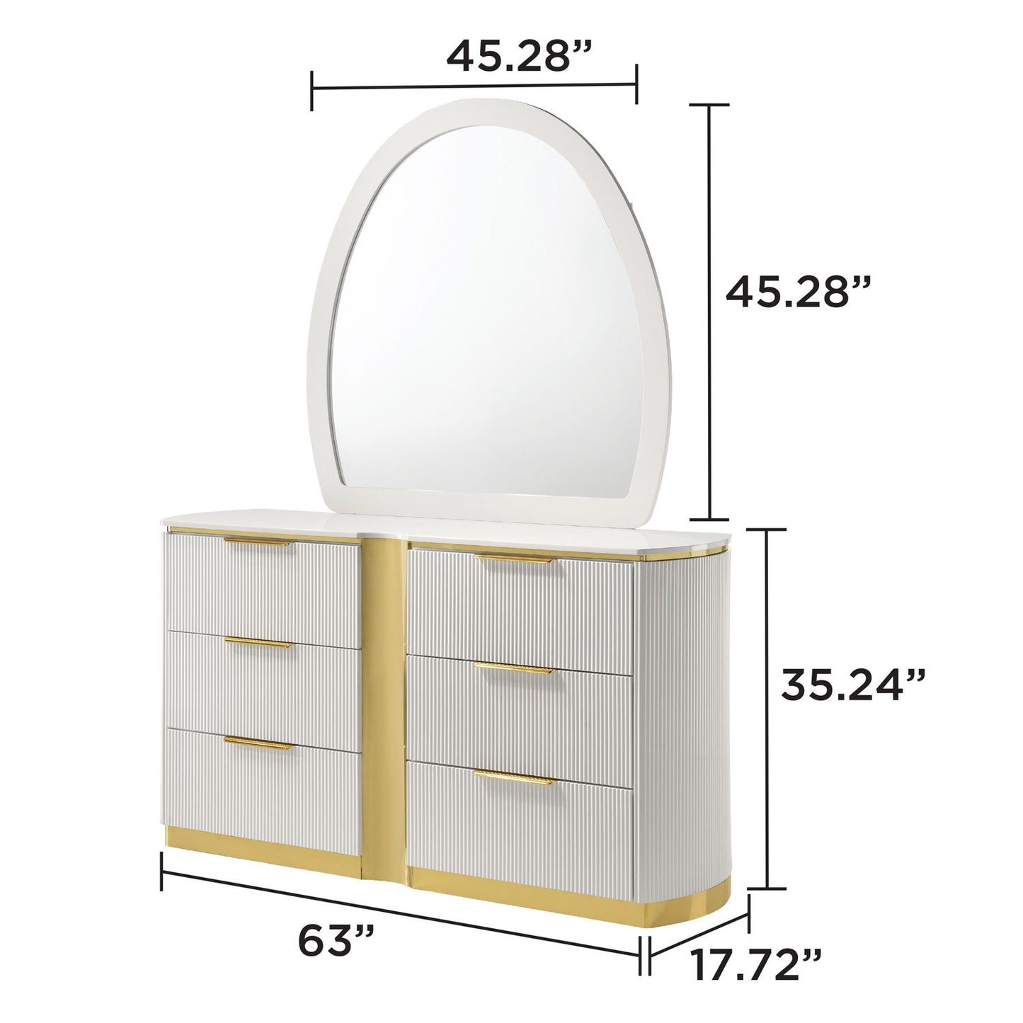 Giovanni - 6 Drawer Dresser (Only Dresser Included, Mirror Not Included) - White