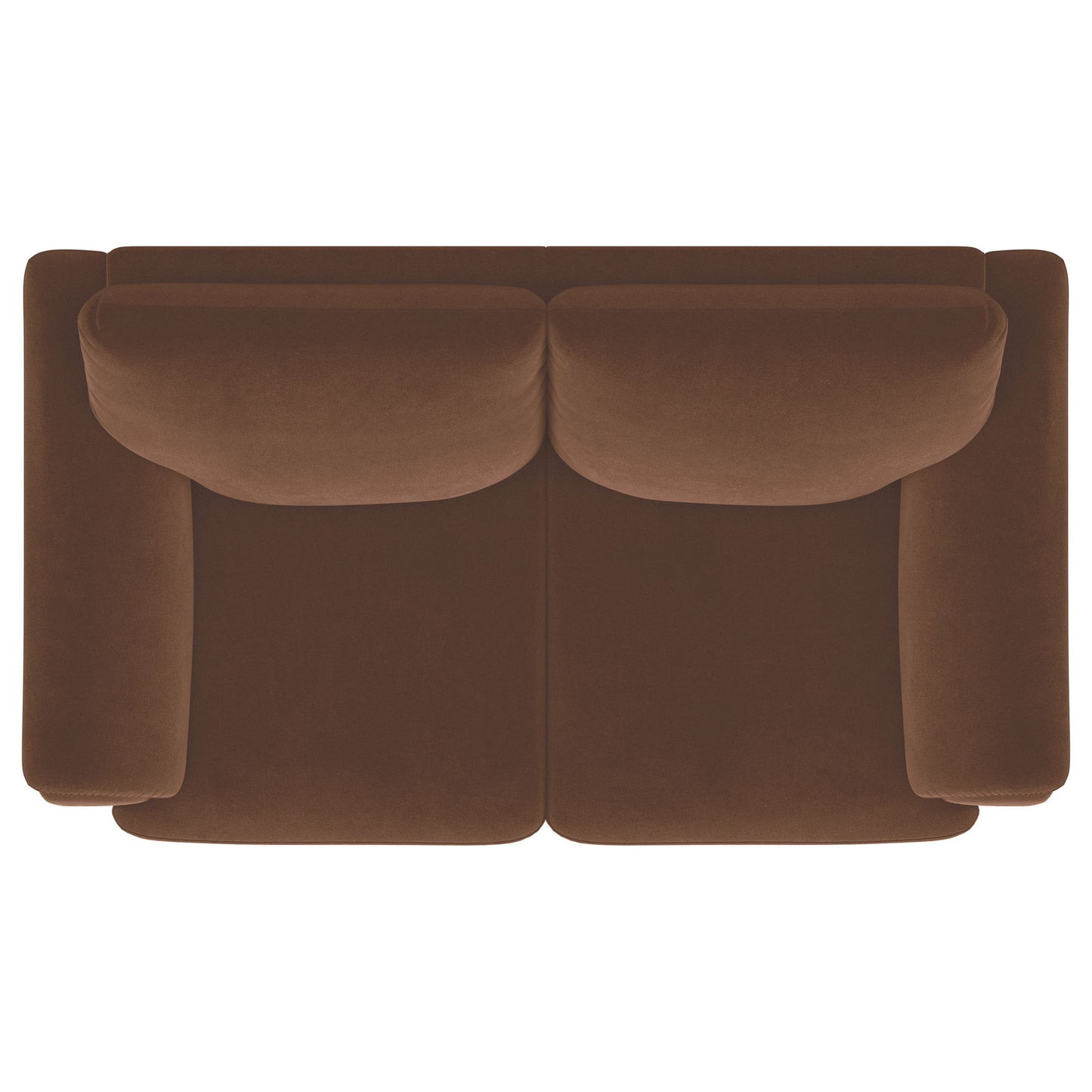 Dania - Upholstered Crescent Loveseat With Curved Tufted Arms - Rust
