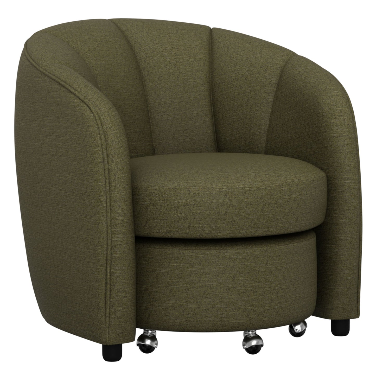 Barrel Chair With Nesting Ottoman - Forest Green